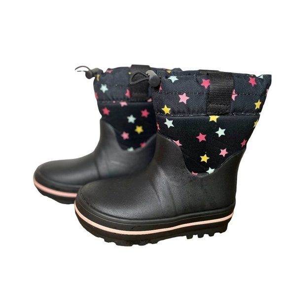 Cat & Jack Shoes Cat Jack Black Colorful Stars Rain Boots Sz 8
